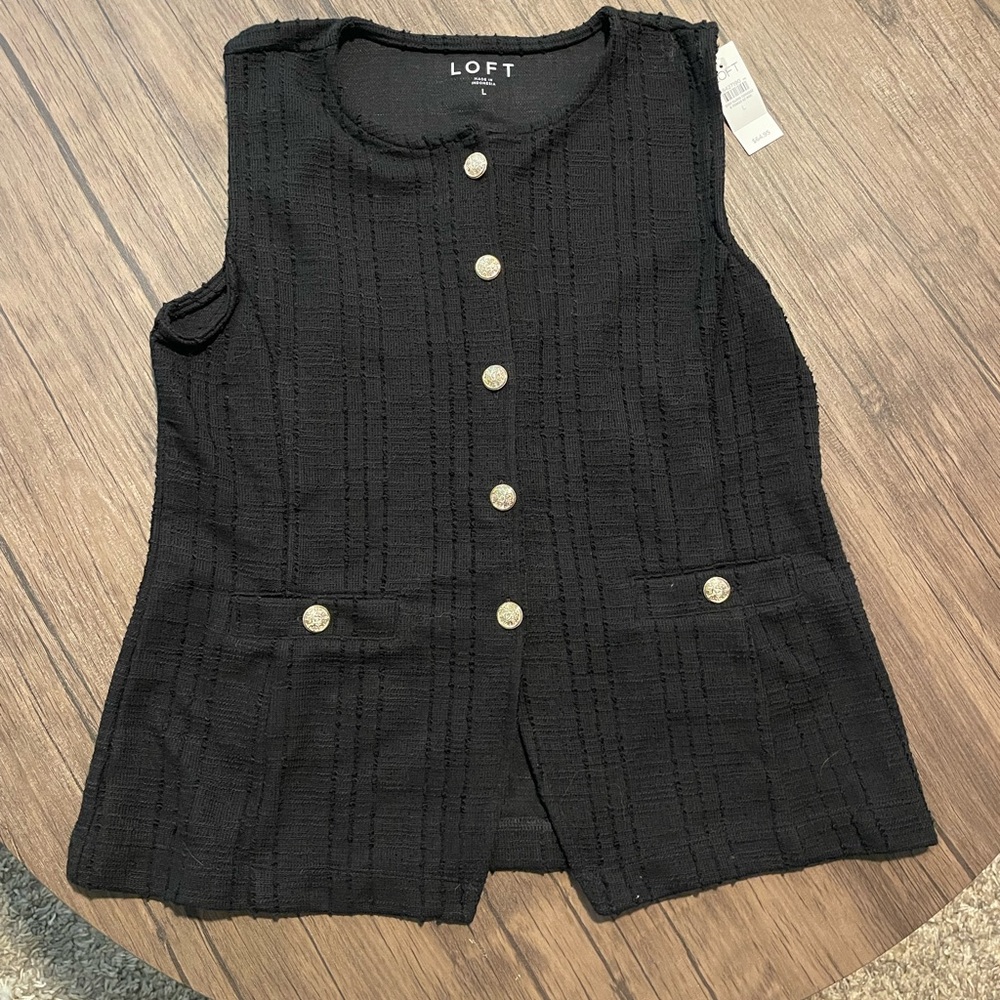 LOFT Black Vest with Gold Buttons